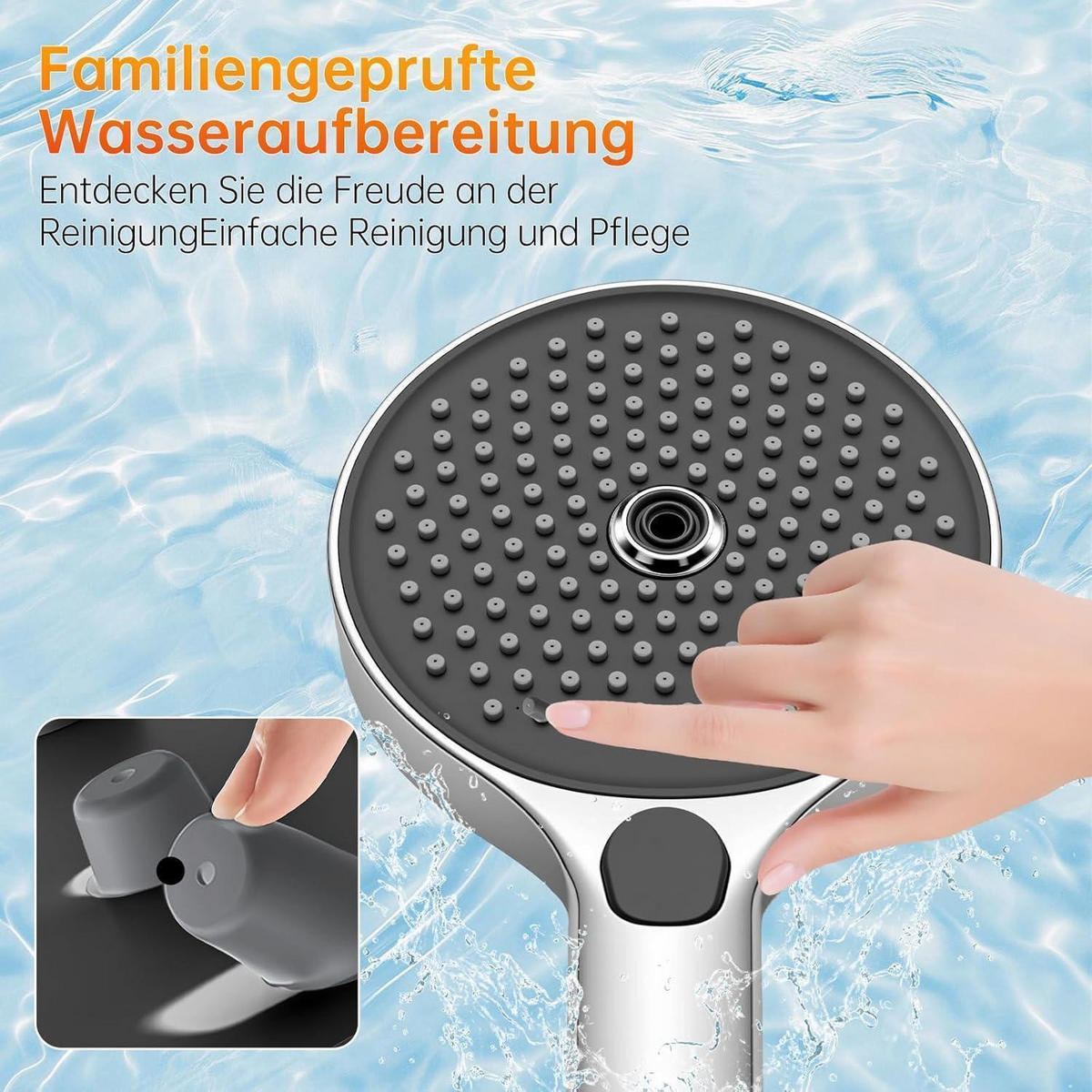 HANDBRAUSE 130mm mit 3 Strahlarten Chrom - Silberfarben, Metall (3/8/27cm)
