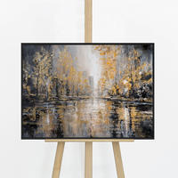 GEMÄLDE Herbstpark Schattenfugenrahmen Schwarz 70x50 cm - Schwarz, Holz (70/50cm) - YS-art gallery