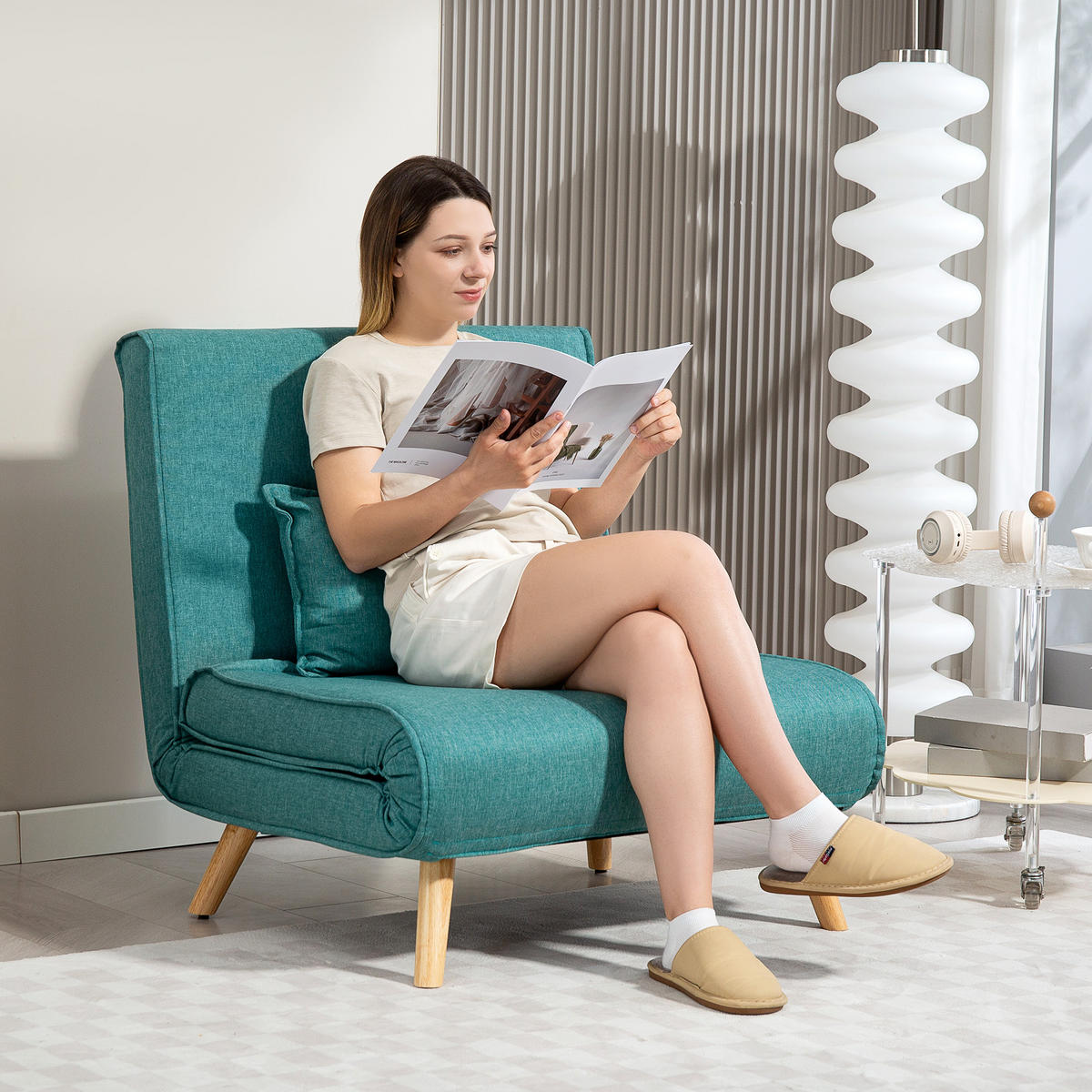 SCHLAFSESSEL DE-14602 5-fach verstellbar, inkl. Kissen Grün - Grün, Textil (75/87/80cm) - ComfortXL