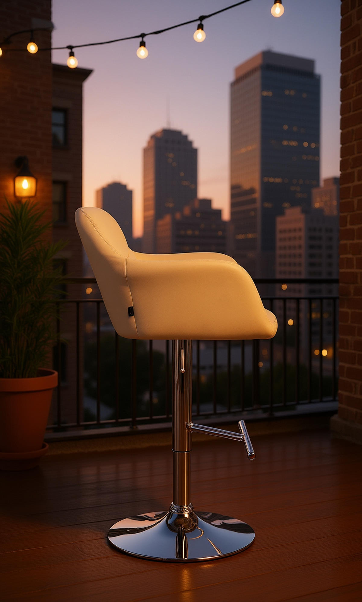 BARHOCKER Nardo Kunstleder chrom creme - Chromfarben/Creme, Kunststoff/Metall (57/118/59cm) - TPFLiving