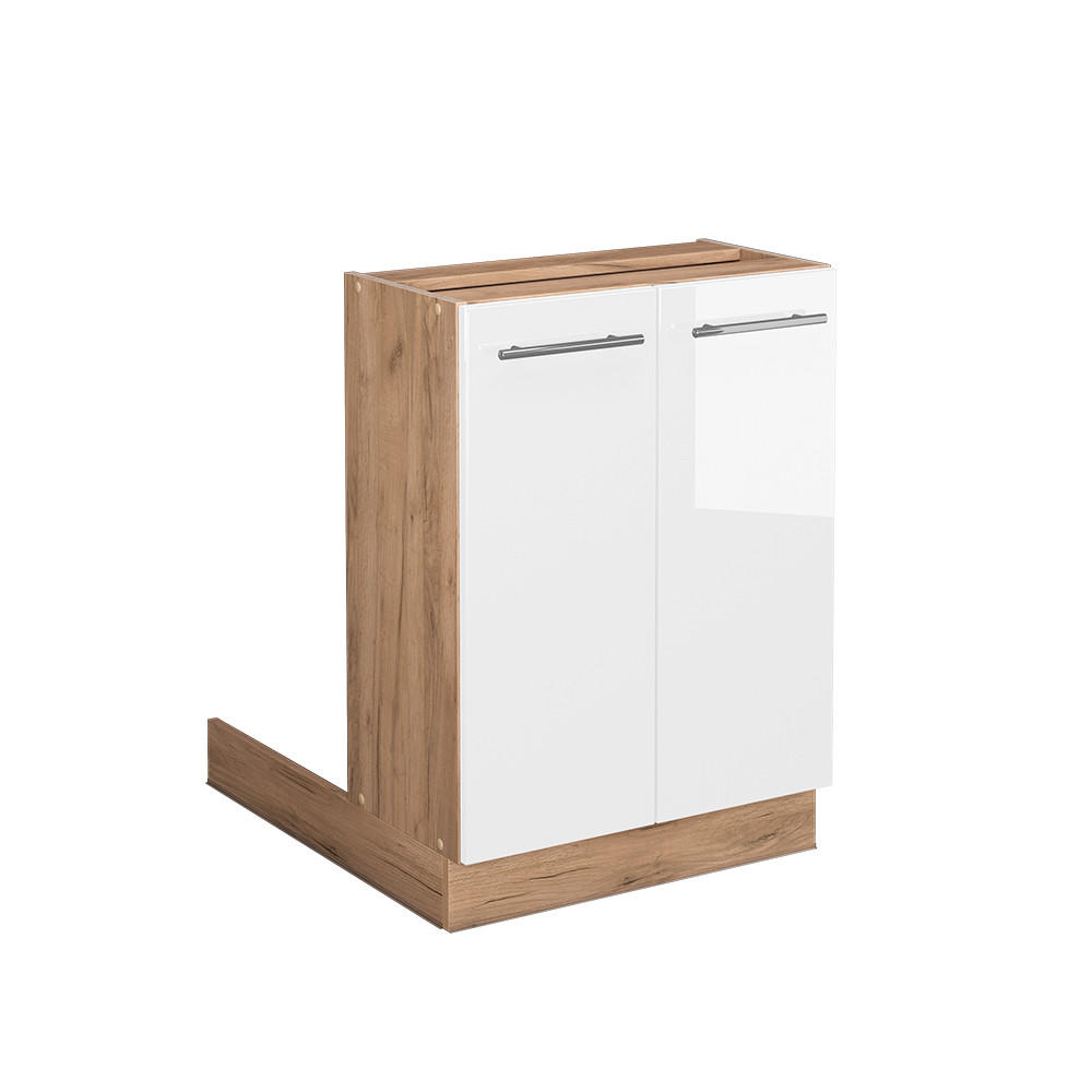 KÜCHENINSEL Fame-Line Weiß Hochglanz 60 cm ohne AP - Honigeiche/Weiß Hochglanz, Holzwerkstoff (60/82/30cm) - Vicco