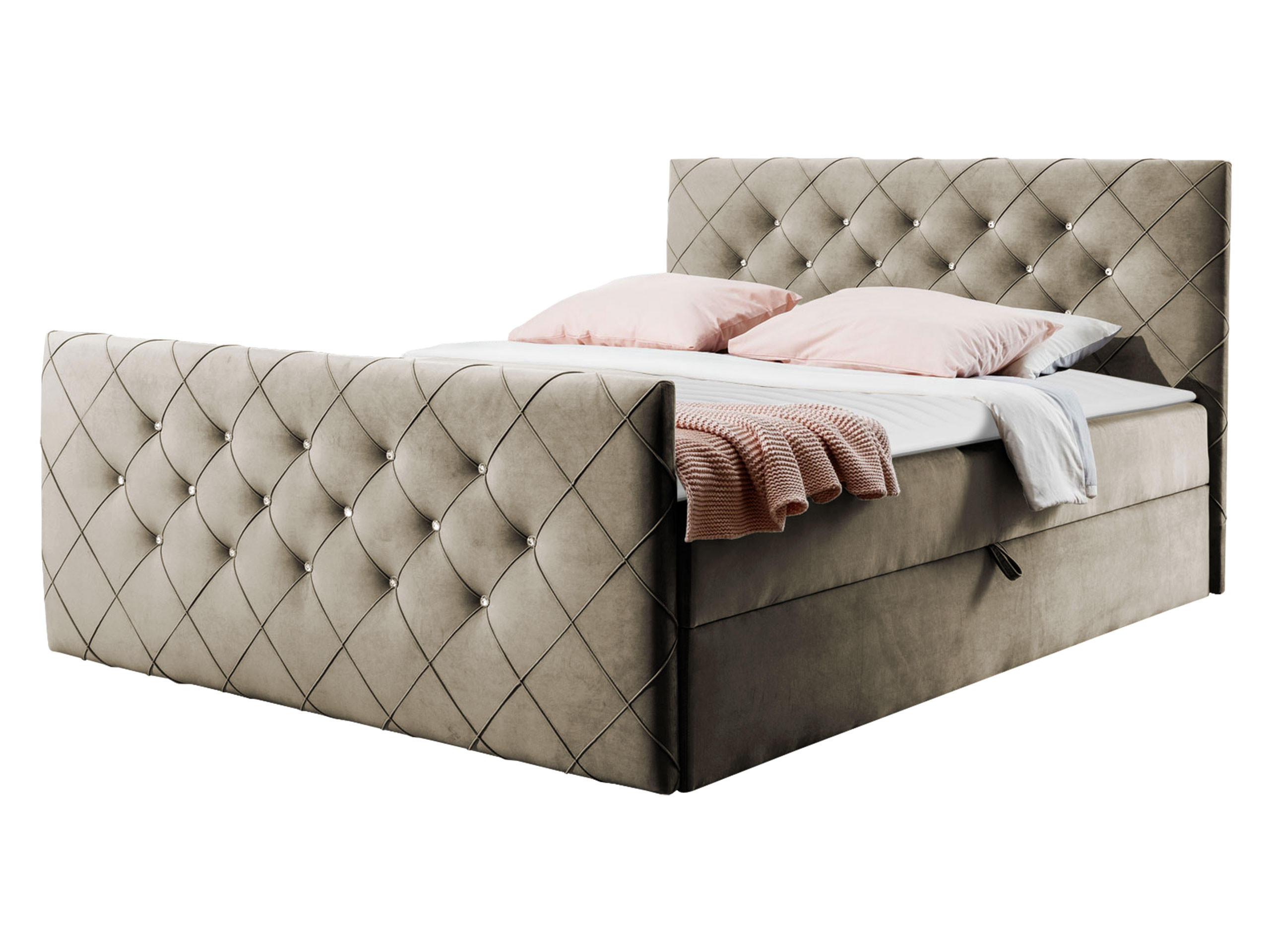 Mirjan24 Boxbett Hellbraun 200x200 cm