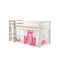 KINDERBETT Karolina 210x114x106 Massivholz Weiß Textilset Princess 1 - Magenta/Weiß, Holz (90/200cm) - 58aufmkessel