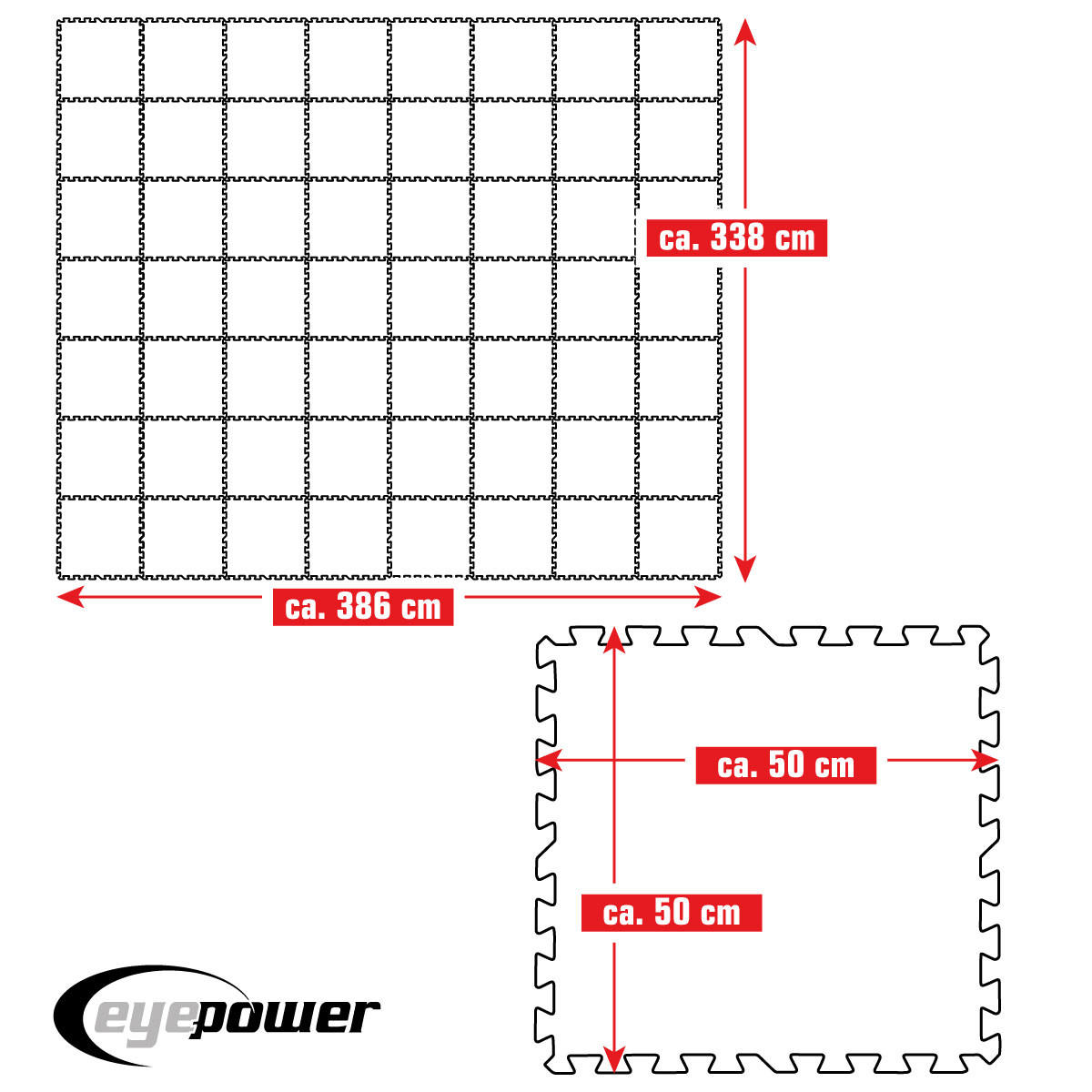 POOLMATTEN 13,1m²52 EVA Matten 50 cm Blau - Blau, Kunststoff (50/50cm) - eyepower