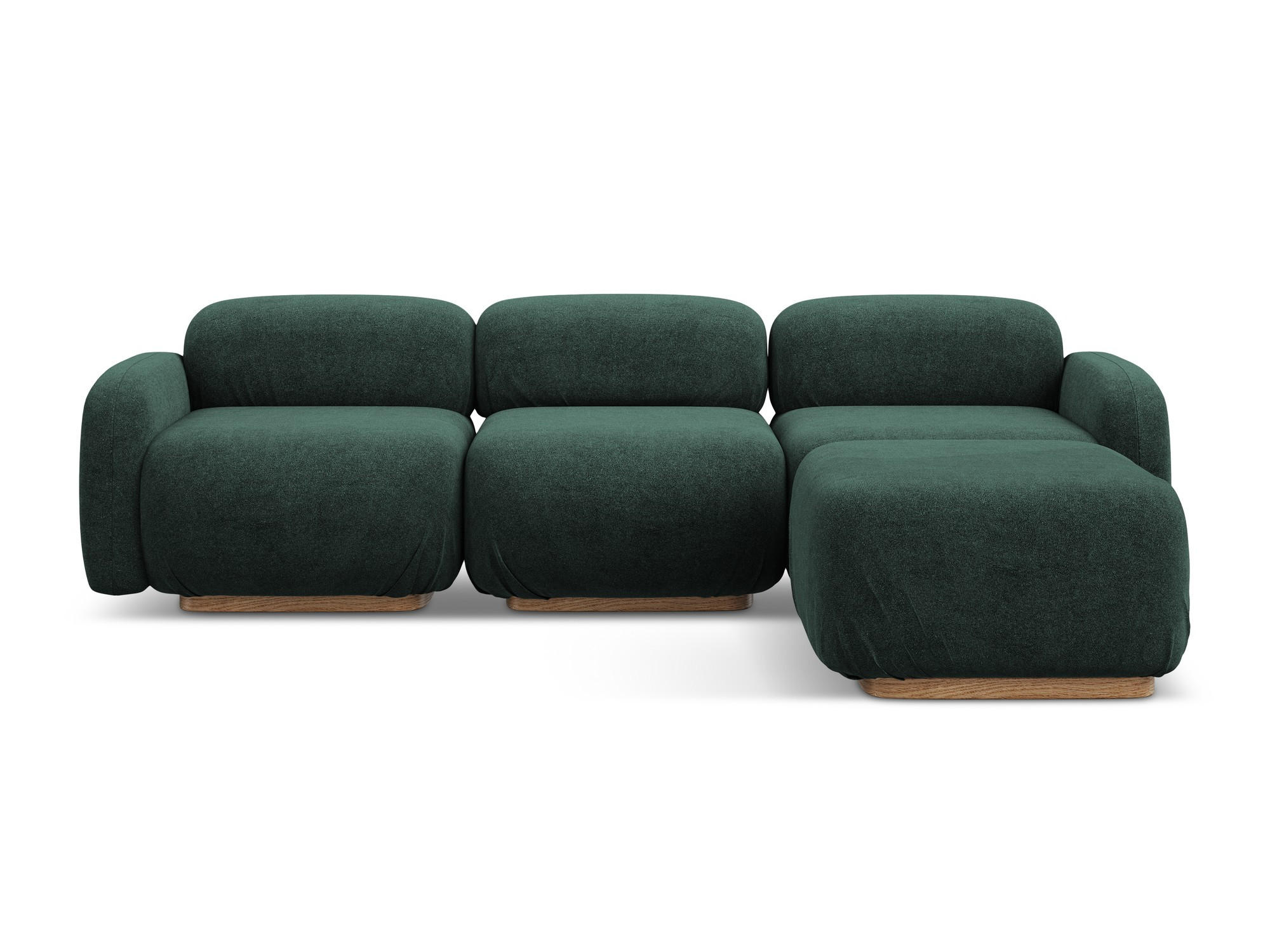 ECKSOFA Beidseitig Bouclé Stoff Grün - Dunkelgrün/Braun, Holz/Textil (270/190cm) - Makamii