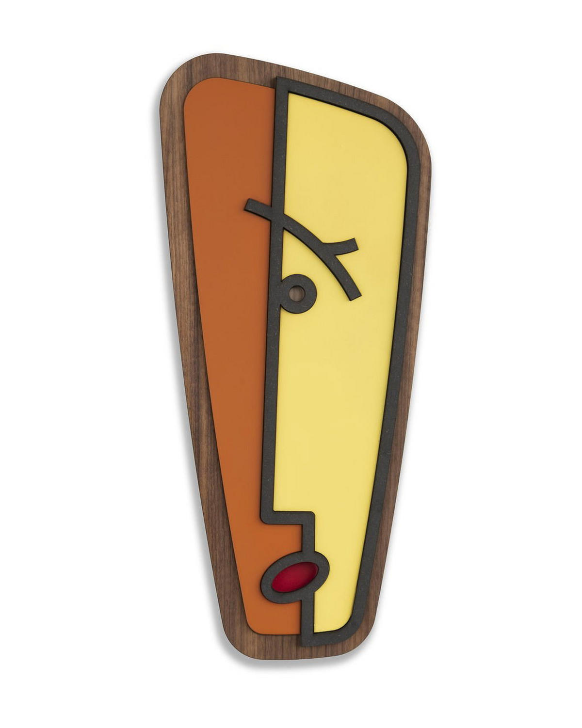 WANDDEKO MASKE 35/78 cm - Gelb/Orange, Holzwerkstoff/Kunststoff (35/78/1cm) - KUNSTLOFT