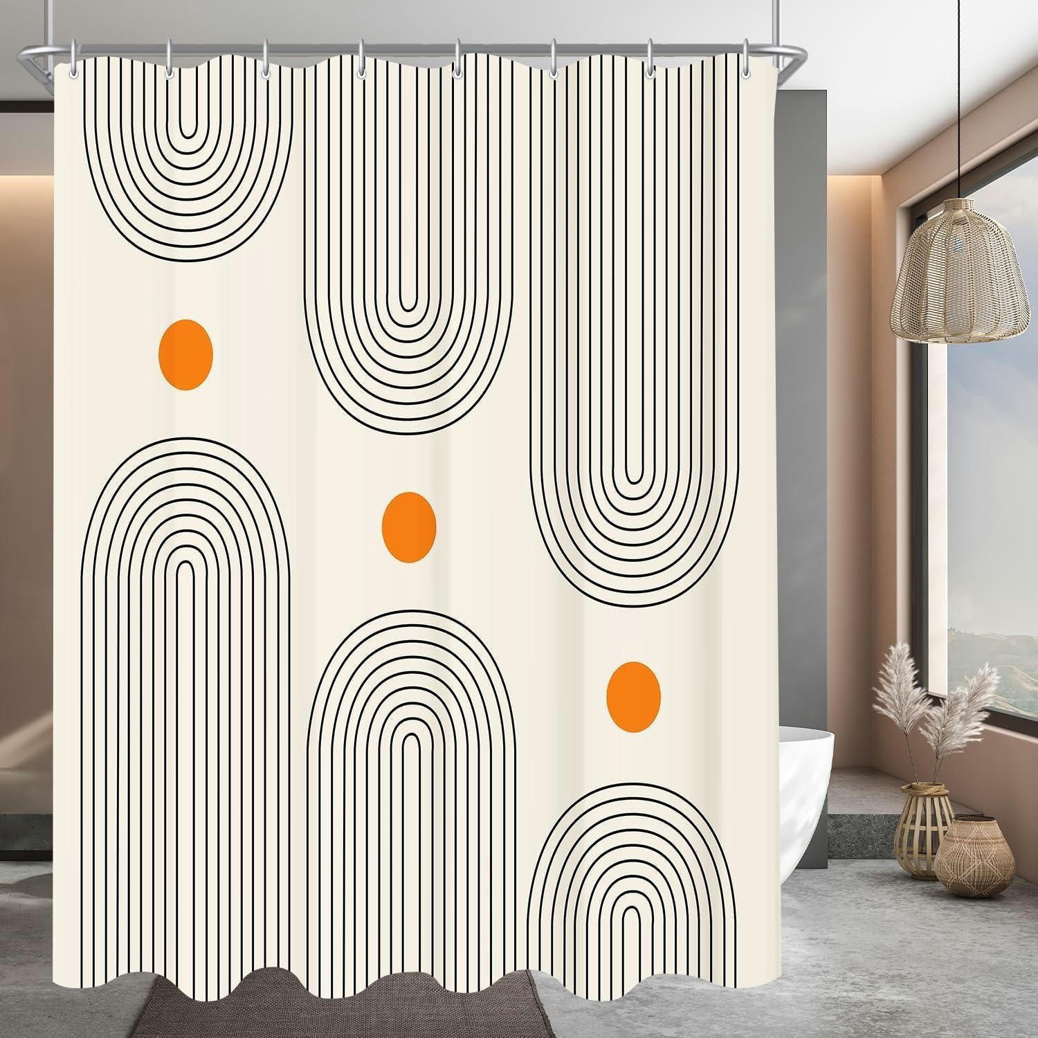 DUSCHVORHANG Geometrische Kurve 100 x 200 cm - Multicolor, Textil (100/200cm)