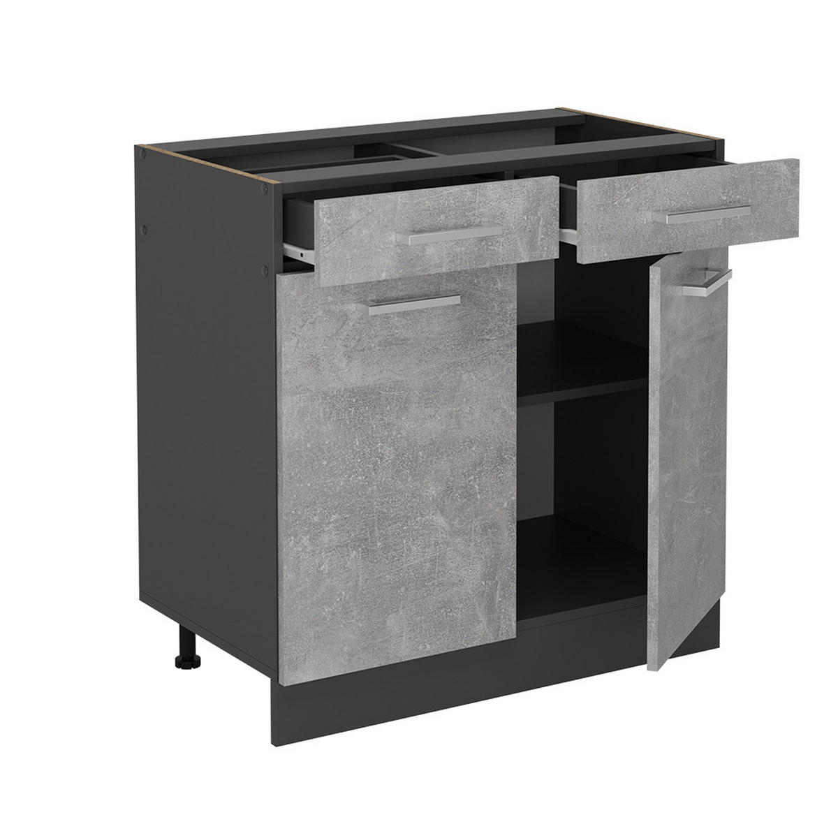 KÜCHENUNTERSCHRANK R-Line Beton 80 cm , AP Anthrazit - Schieferfarben/Anthrazit, Holzwerkstoff (80/81.6/60cm) - Vicco