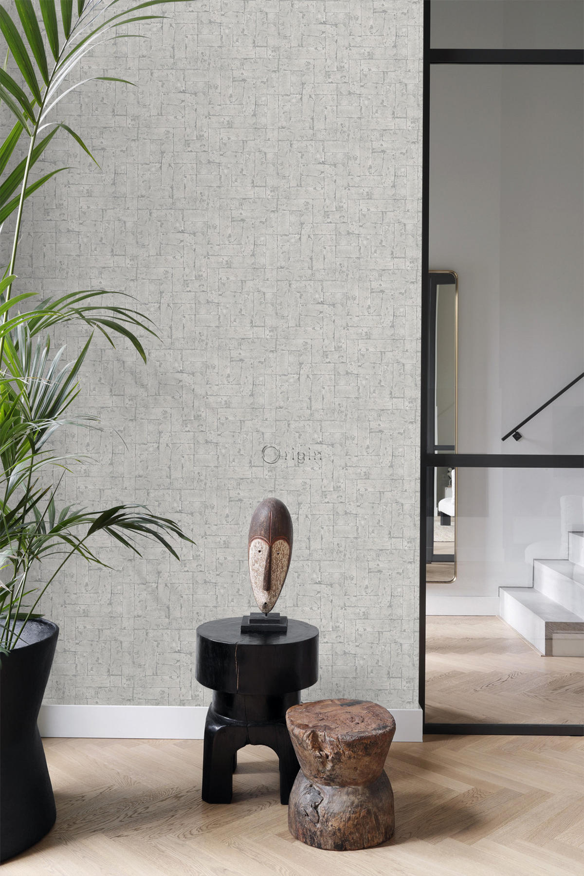 TAPETE Backstein-Optik 53 cm x 10.05 m - Grau, Papier (53/1000cm) - Origin Wallcoverings