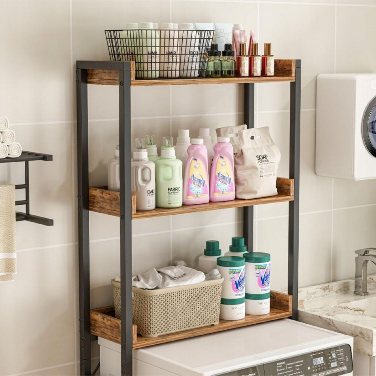 BADEZIMMERREGAL, braun 63/25/165 cm - Braun, Holzwerkstoff (63/165/25cm)