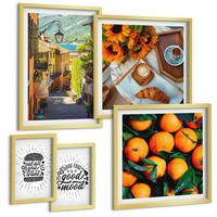 BILDER SET 5er Set - 50x50 cm & 20x30 cm & 40x60 cm Goldrahmen - Juicy Oranges Kitchen - Goldfarben, Kunststoff (40/60cm) - TULUP