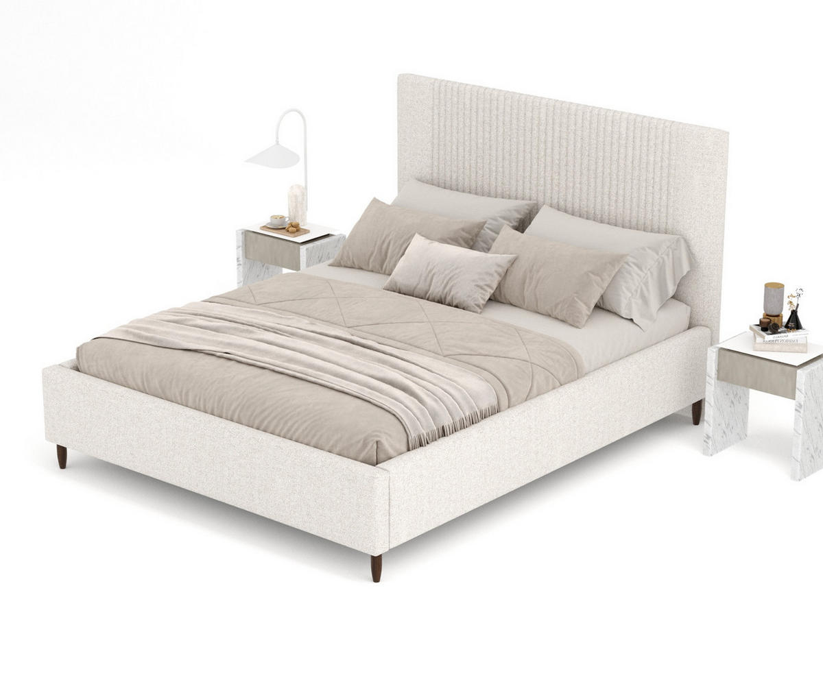 POLSTERBETT Etero Creme 140/200 cm im Webstoff - Wengefarben/Creme, Holz/Holzwerkstoff (140/200cm) - Maison de Reve
