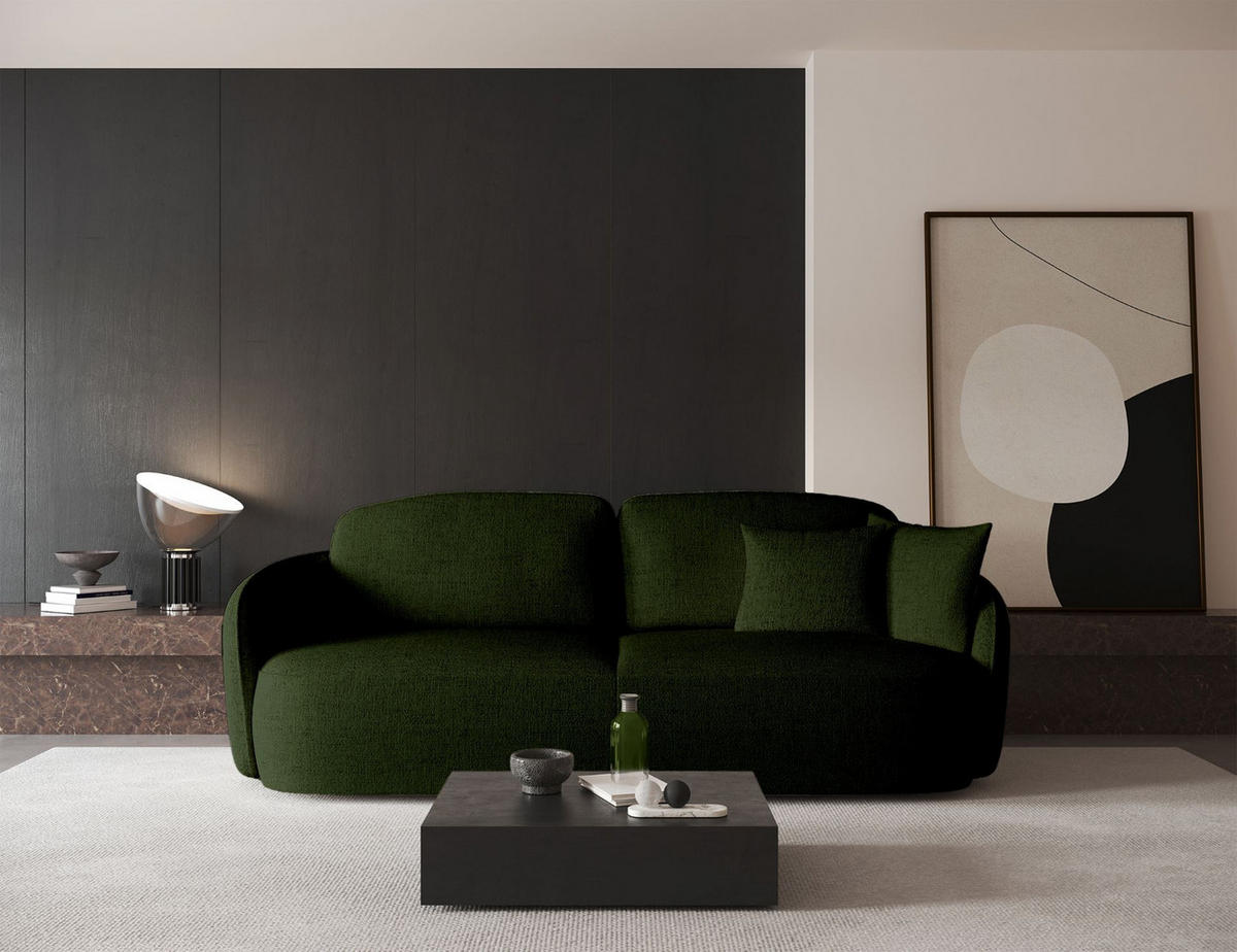 3-SITZER-SOFA Savoy Olivgrün mit Schlaffunktion - Schwarz/Olivgrün, Kunststoff/Textil (254/96/105cm) - Selsey