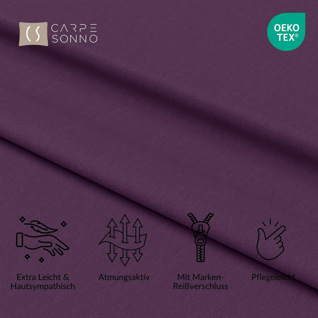 Thumbnail - Carpe Sonno Mikrofaser-Bettwäsche, Lila, Textil, Uni, Füllung: Polyester, Rechteckig, 155x220 cm, Oeko-Tex® Standard 100...