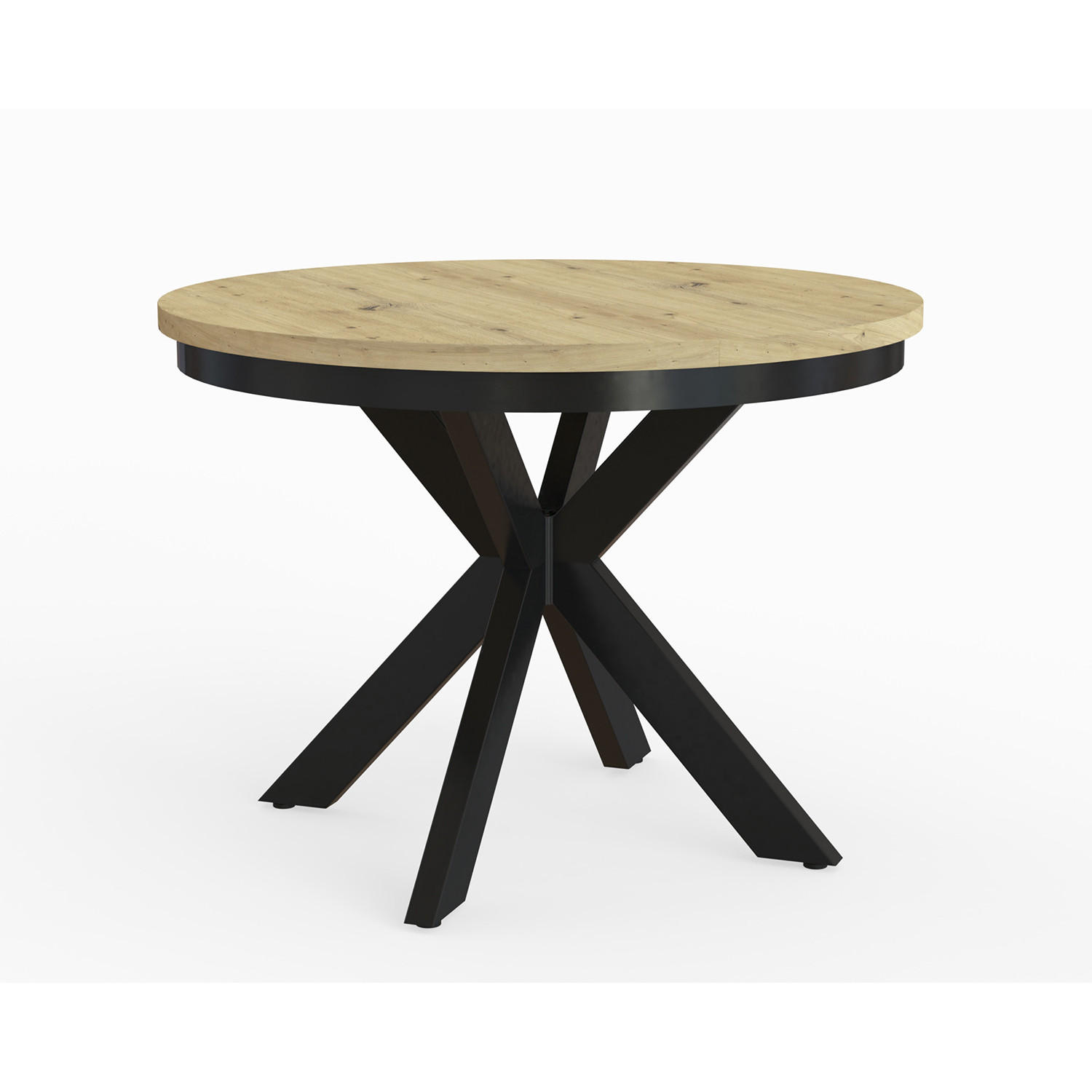 Meblini Esstisch Eiche Artisan, Schwarz 100x77x100 cm