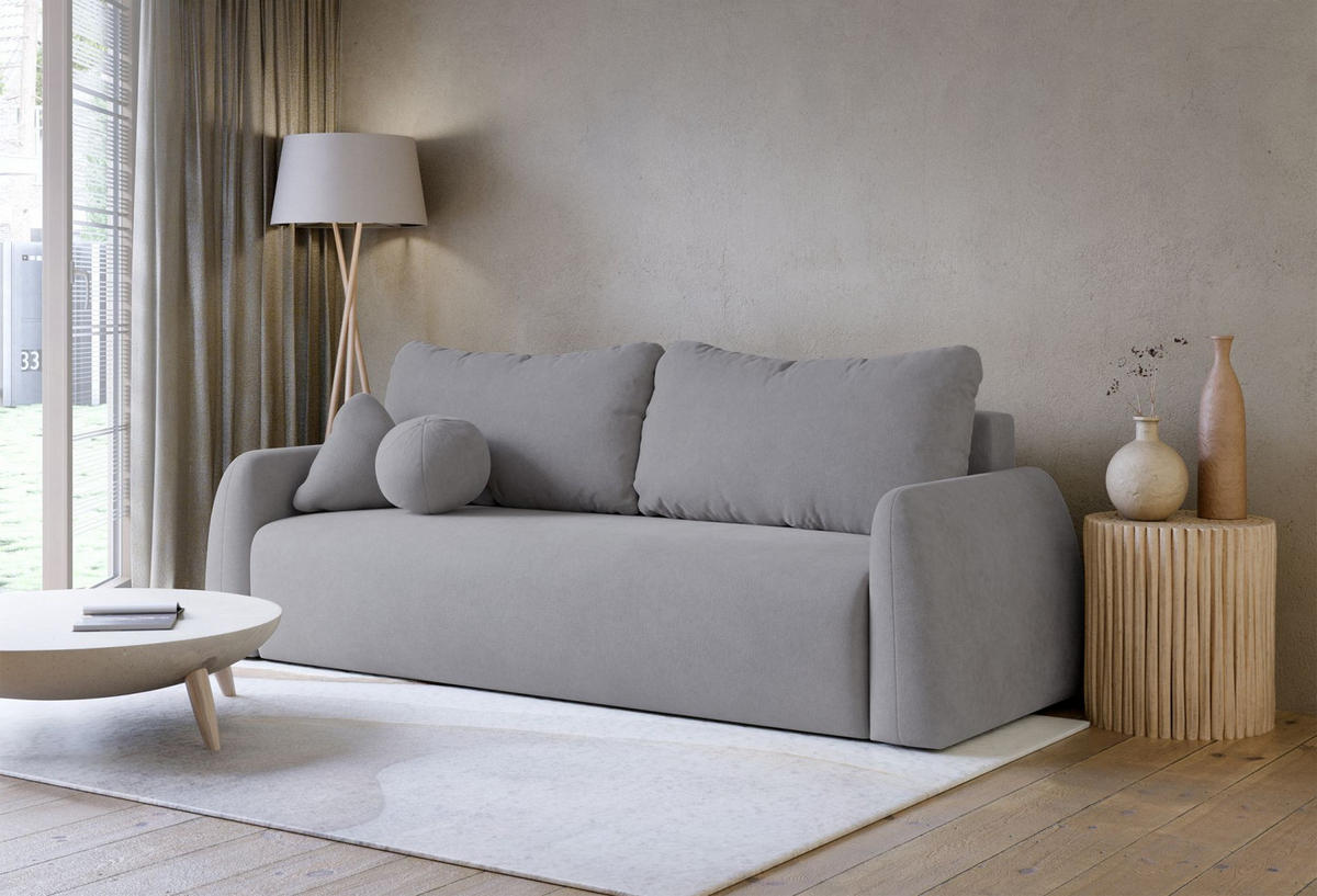 3-SITZER SOFA Nubelle Grau Chenille-Bezug, wasserabweisend - Schwarz/Grau, Kunststoff/Textil (244/85/93cm) - Selsey