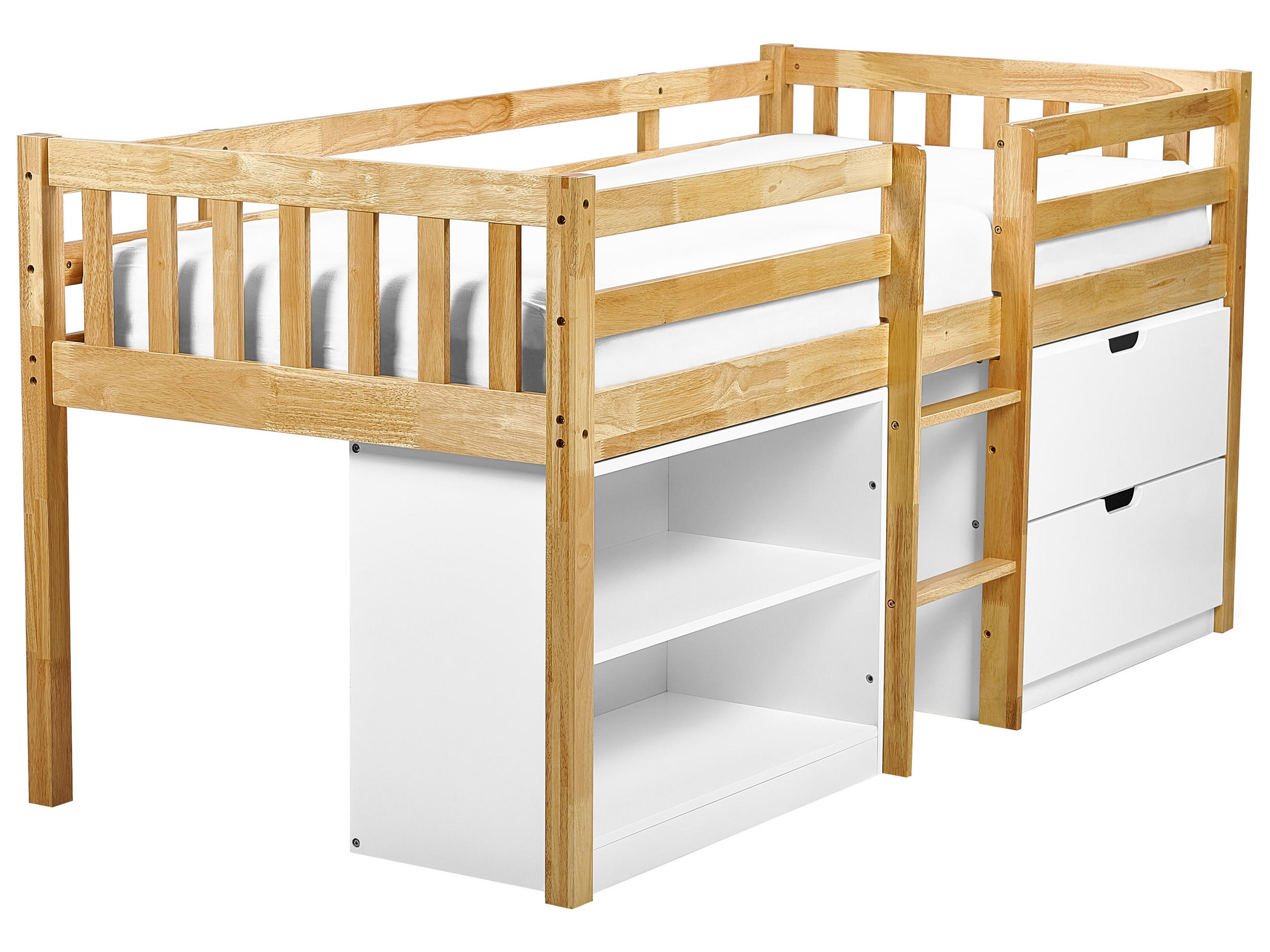 Beliani STŘEDNĚ VYSOKÁ POSTEL Světlejší Holzfarbton-Weiß 90-200 cm Susville