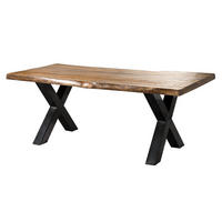 BAUMTISCH Mango 240x100x77 natur lackiert / X-Beine anthrazit glänzend FREEFORM 5 - Braun, Holz (100/240/77cm) - Massivmoebel24