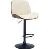 BARHOCKER Lederlook walnuss/creme - Creme/Schwarz, Textil/Metall (49.5/90/50cm) - CLP