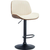 BARHOCKER Lederlook walnuss/creme - Creme/Schwarz, Textil/Metall (49.5/90/50cm) - CLP