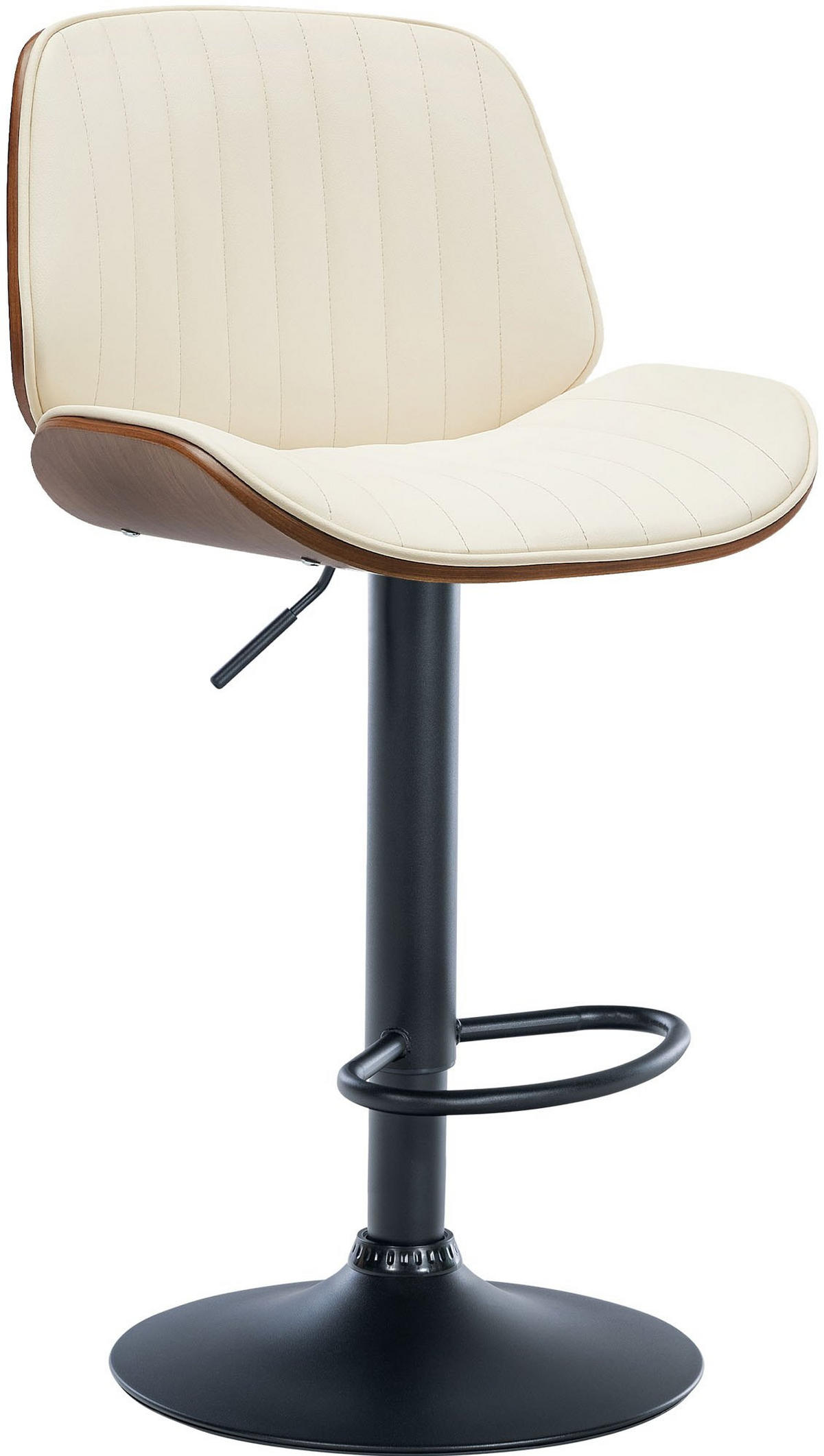 BARHOCKER Lederlook walnuss/creme - Creme/Schwarz, Textil/Metall (49.5/90/50cm) - CLP