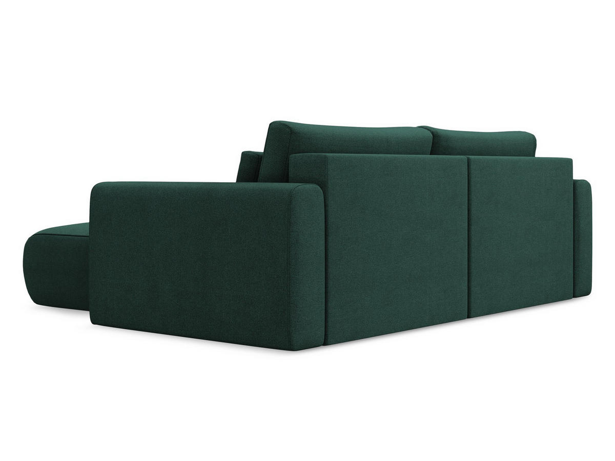 ECKSOFA mit Schlaffunktion Strukturstoff Stoff Grün - Dunkelgrün/Schwarz, Kunststoff/Textil (240/149cm) - Makamii