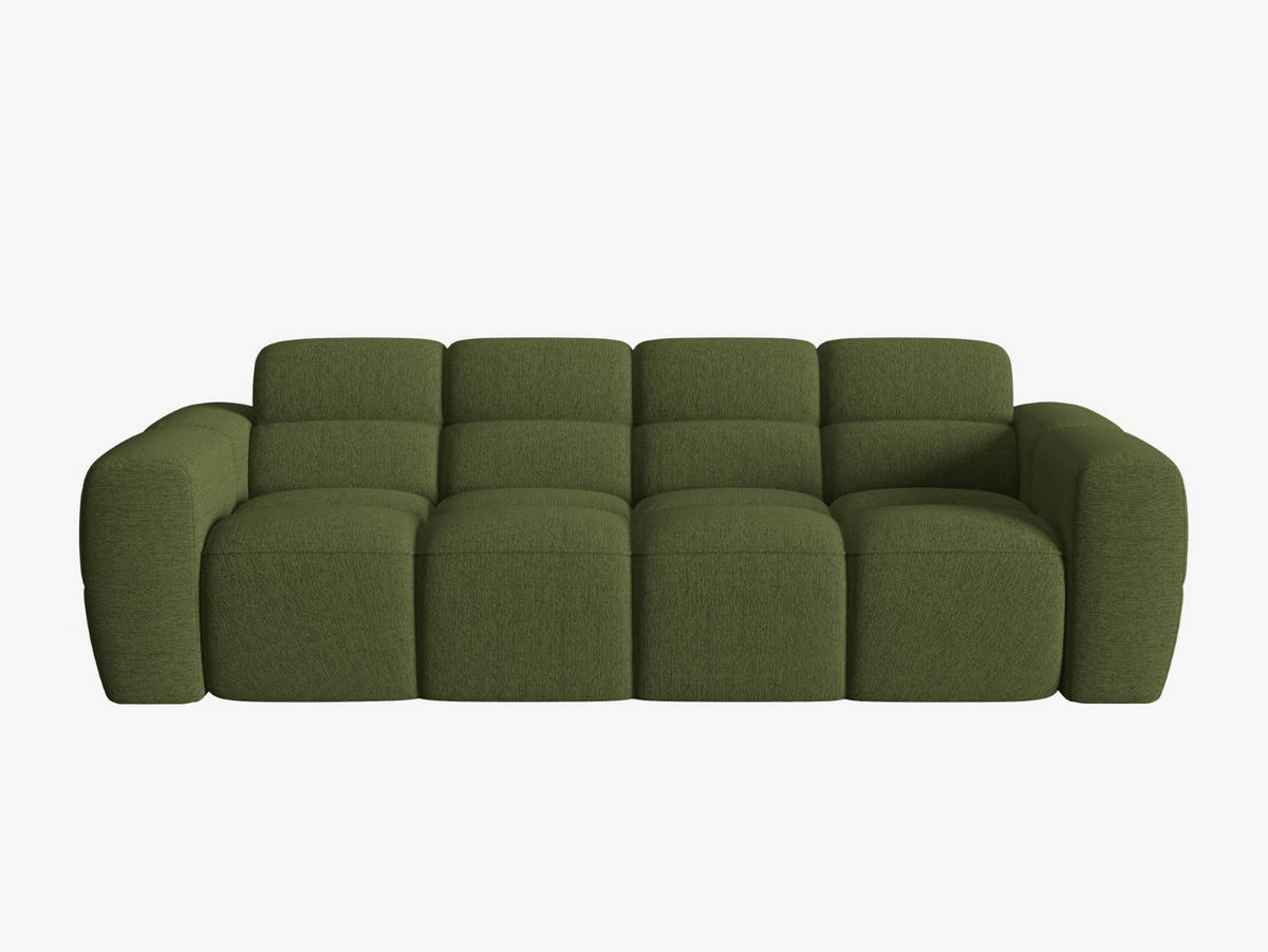SOFA Lisa aus strukturiertem Stoff grün meliert 4 Sitzplätze - Grün, Textil (256/77/101cm) - Micadoni