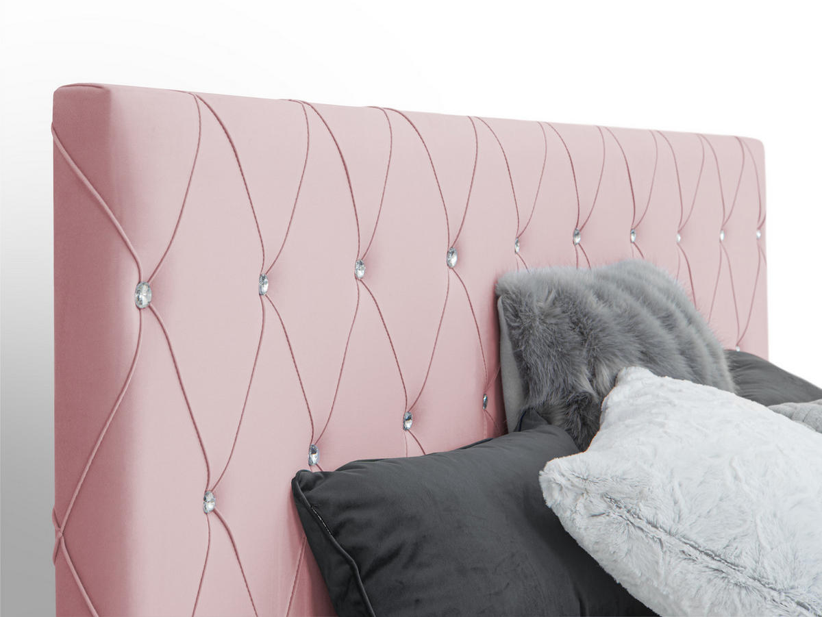 BOXSPRINGBETT Dubai Rosa 160 /200 cm H3/H4 Samt - Rosa, Textil (160/200cm) - wonello