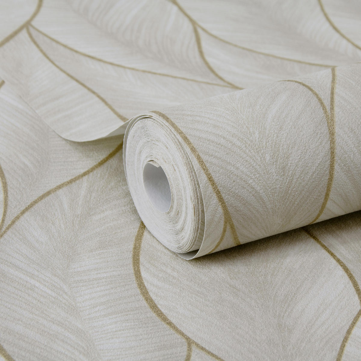VLIESTAPETE Subtile Leaves Neutral - Creme, Papier/Kunststoff (52/1000cm) - Sublime