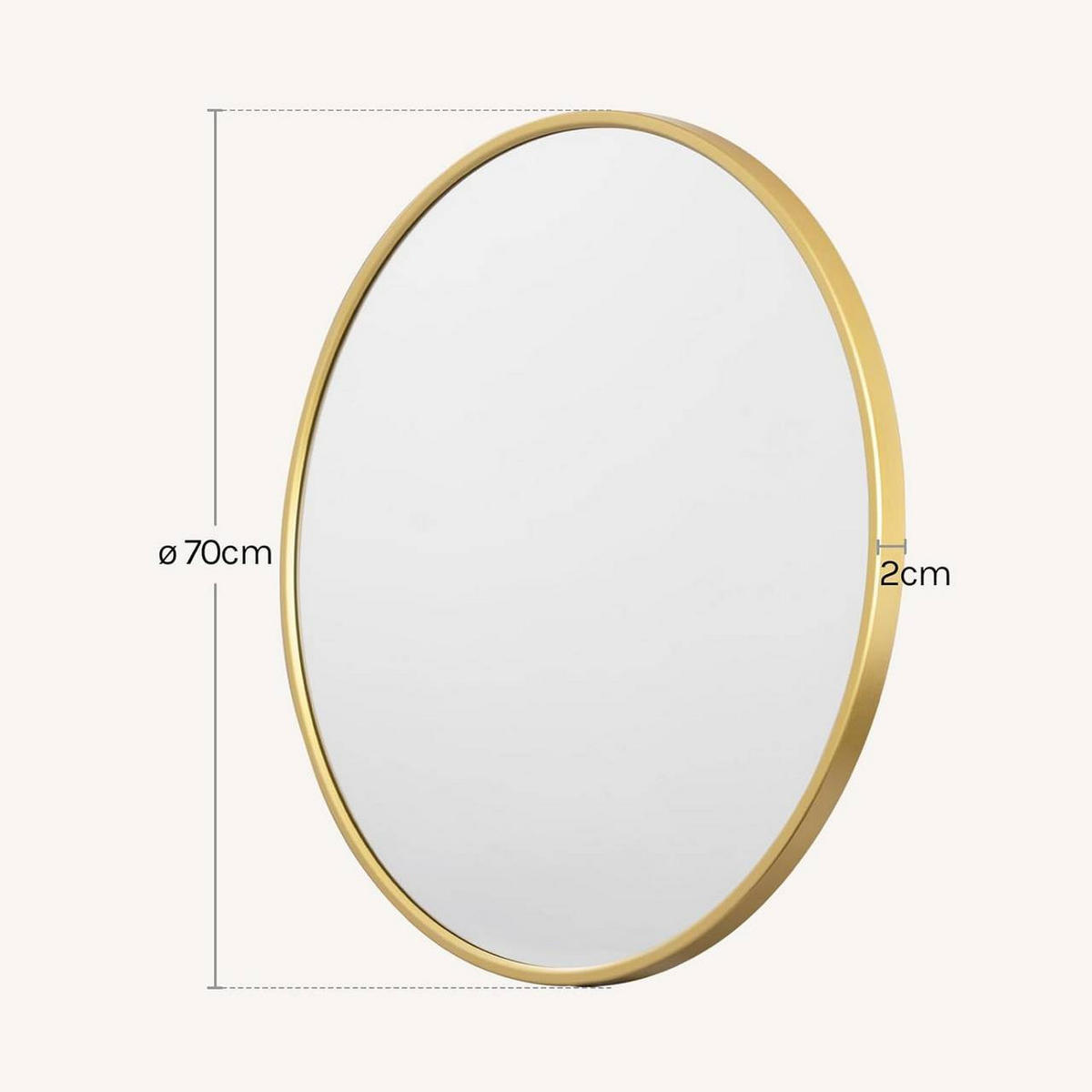 WANDSPIEGEL rund, φ 70cm, Golden - Goldfarben, Glas/Holzwerkstoff (70/70/2cm) - Woltu