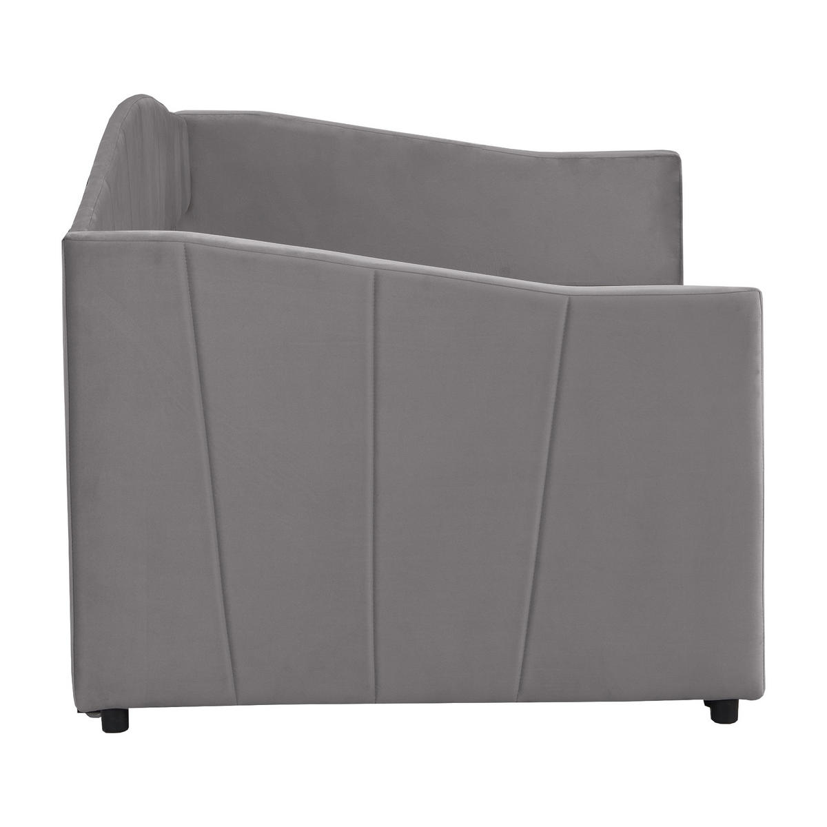 SCHLAFSOFA 90/200 cm & 180/200 cm in Grau Samt mit Ausziehbett und Lattenrost - Dunkelgrau, Holzwerkstoff/Textil (90/200cm) - WISHDOR