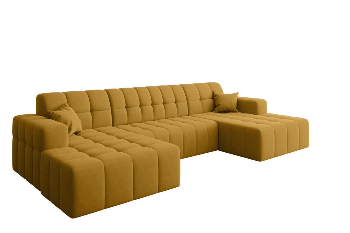 ECKSOFA U-Form Nimes Stoff Portland Gelb - Gelb, Holz/Textil (168/350cm) - Kaiser Möbel