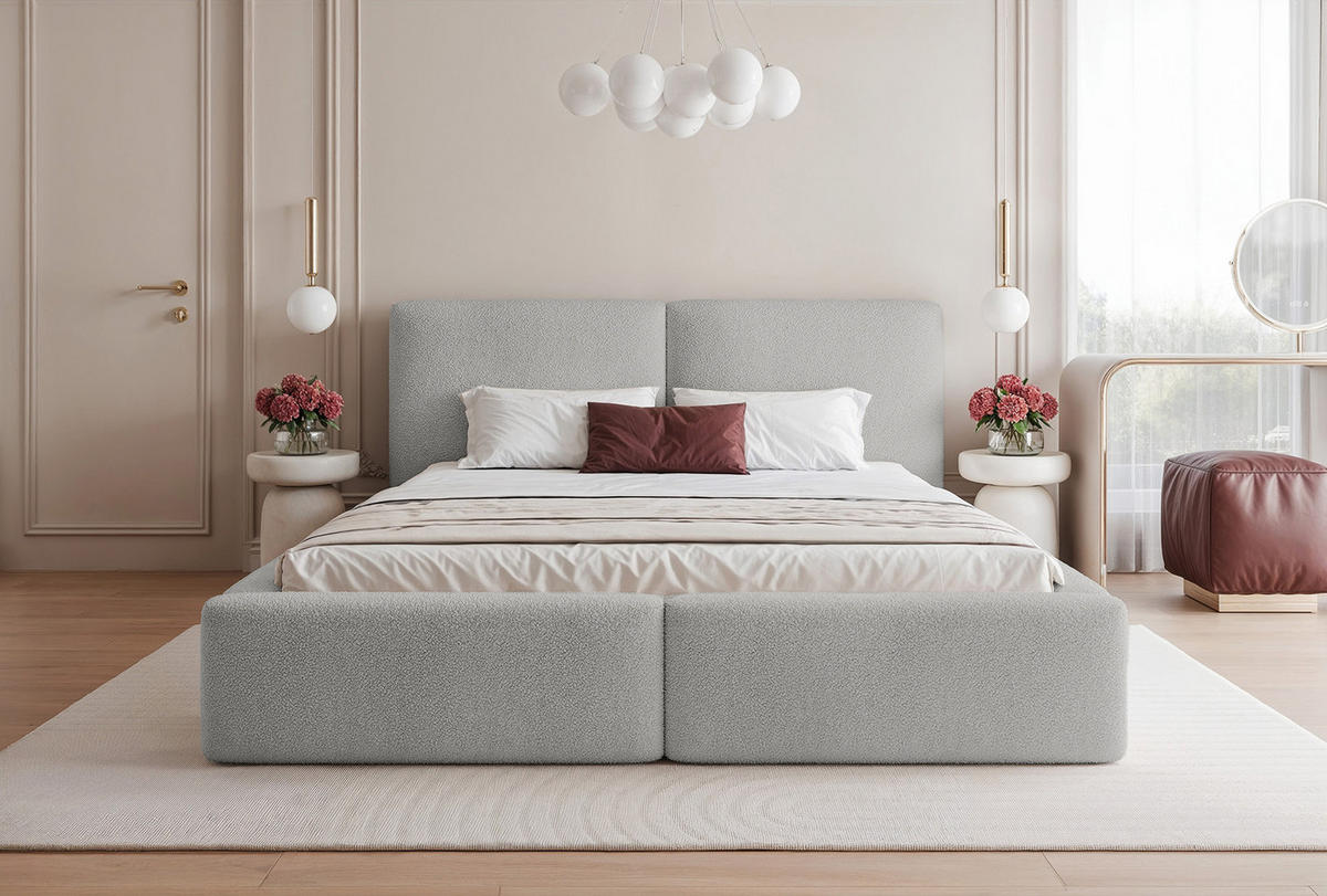 POLSTERBETT NUVARI 120x200 cm, Grau - Grau, Textil (200/120cm) - Fedve