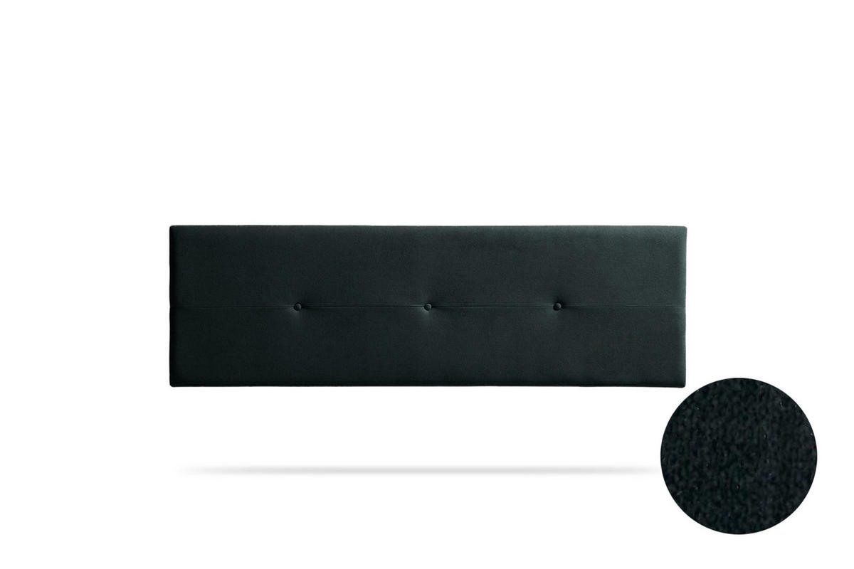 KOPFTEIL gepolstert NAPOLI Aqualine 160x50x5 cm - Schwarz - Moonia - Schwarz, Holz (160/5/50cm)