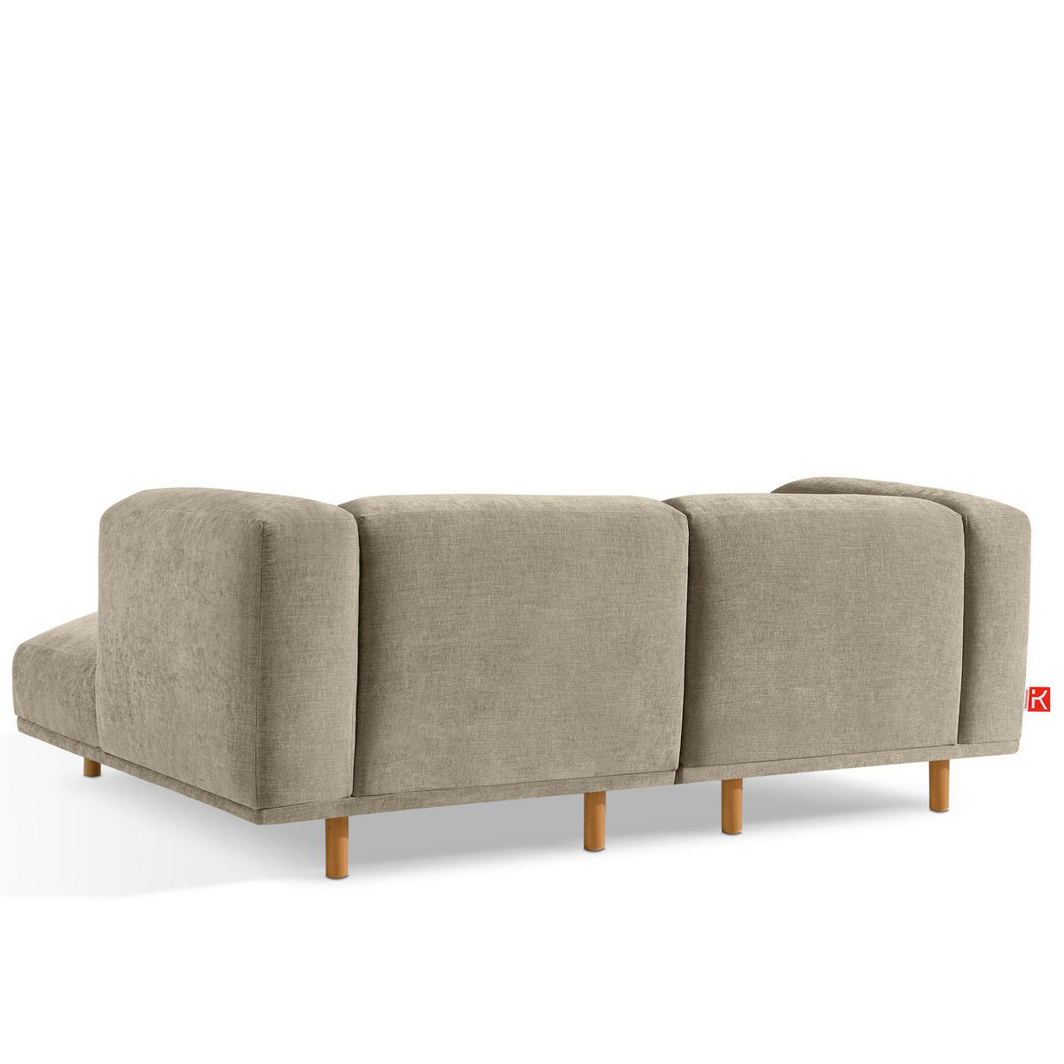 ECKSOFA-RECHTS FOSERO, Chenille-Stoff - Beige/Buchefarben, Holz/Holzwerkstoff (204/155cm) - KONSIMO®