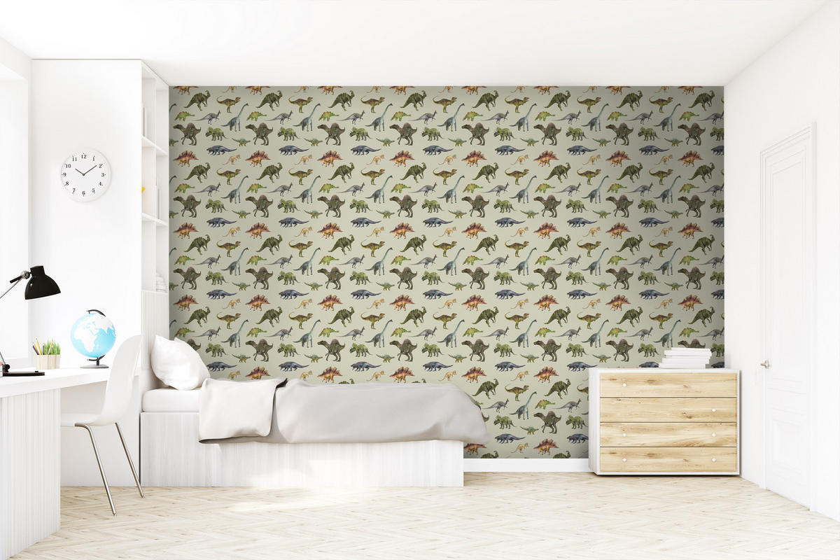 TAPETE Dinosaurier 50 x 900 cm - Grün, Papier (50/0.1cm) - Sanders & Sanders