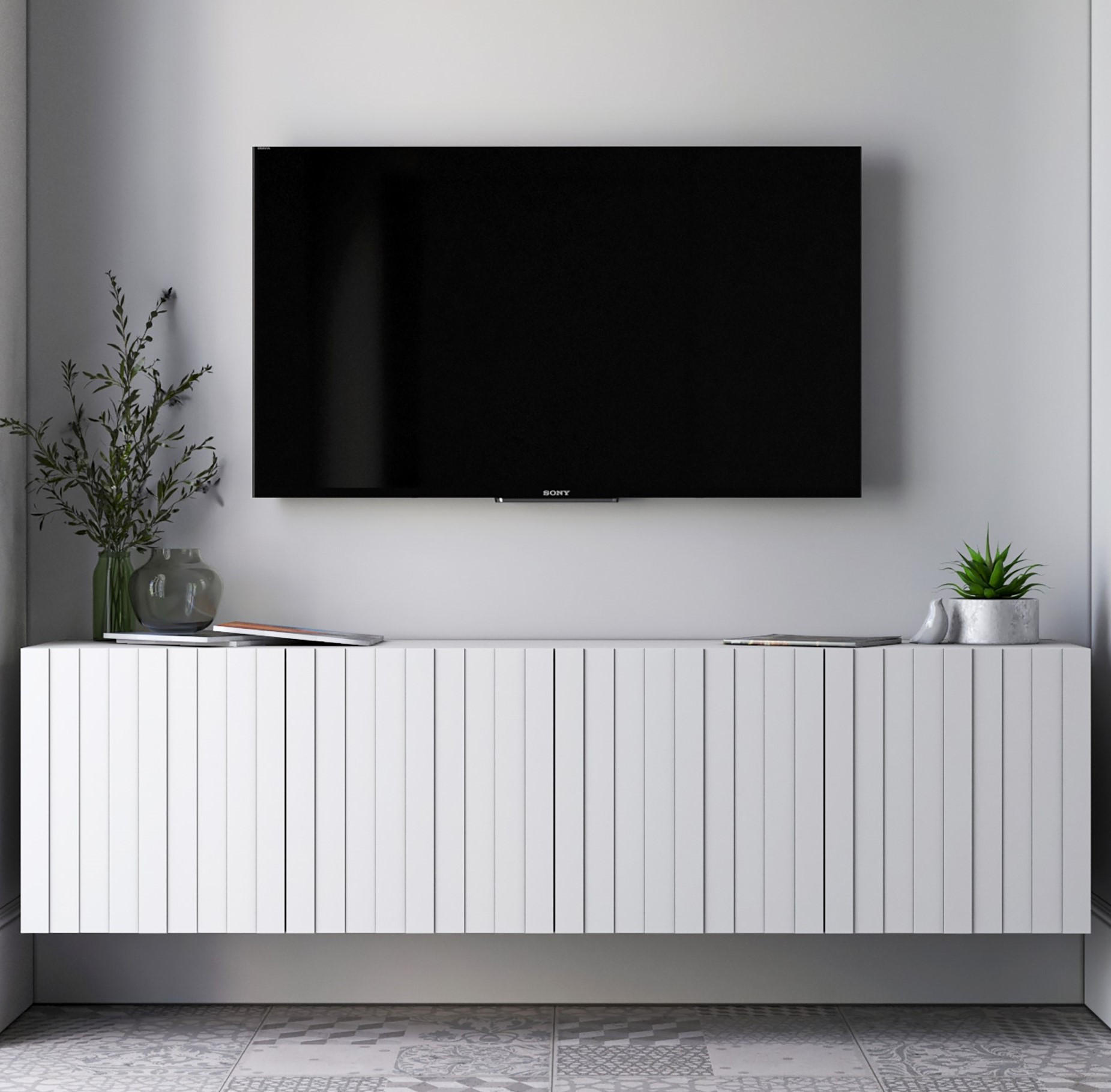 TV-SCHRANK Elpis Weiß Matt Glamour 150 cm - Weiß, Holzwerkstoff (150/37.5/36.5cm) - Meble Lindner