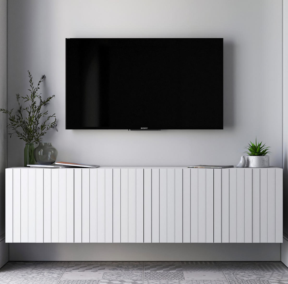 TV-SCHRANK Elpis Weiß Matt Glamour 150 cm - Weiß, Holzwerkstoff (150/37.5/36.5cm) - Meble Lindner