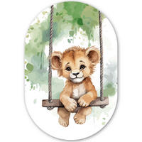 WANDBILD Löwe - Tier - Kinder - Dschungel 40x60 cm - Hellbraun, Kunststoff (40/60cm) - MuchoWow