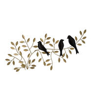 METALLKUNST Birds on an Branch - Goldfarben/Schwarz, Metall (78/1/38cm) - Art for the Home