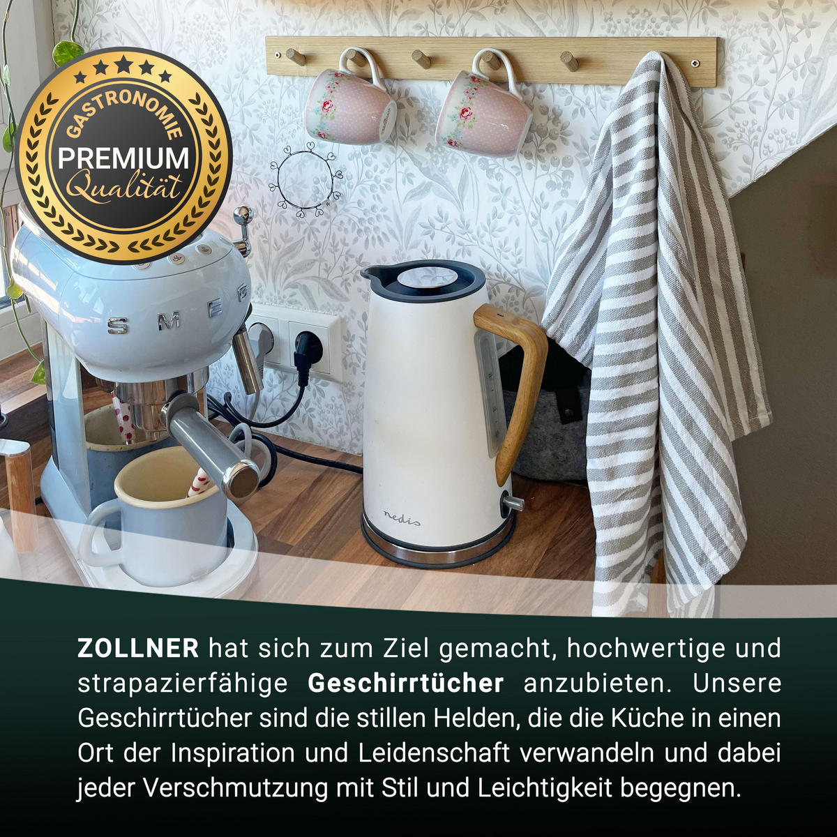 GESCHIRRTÜCHER, 5er-Set, 50x70 cm, 100% Baumwolle, Grau - Grau, Textil (50/70cm) - Zollner