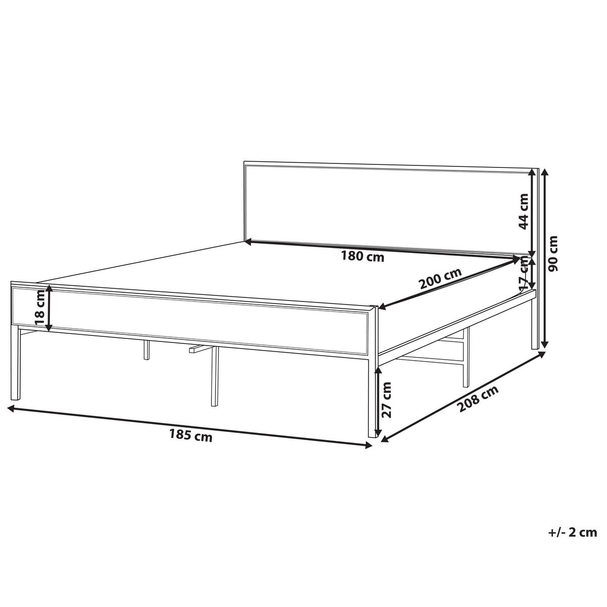BETT mit Lattenrost 180/200 cm Hellbraun Avanton - Hellbraun/Schwarz, Metall (180/200cm) - Beliani