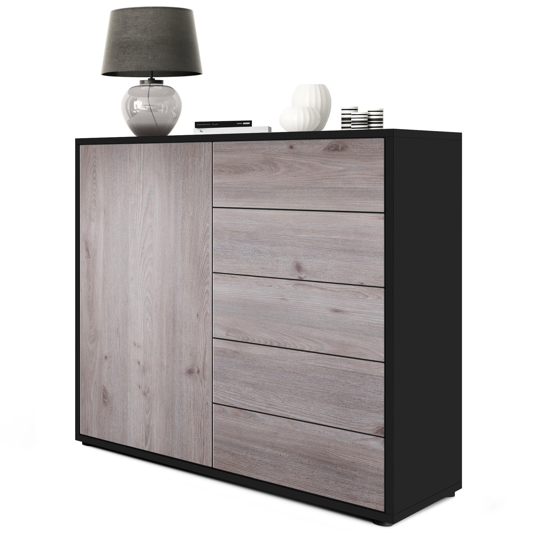 KOMMODE Ben Front in Eiche Nordic - Silbereichenfarben, Holzwerkstoff (79/74/36cm) - Vladon