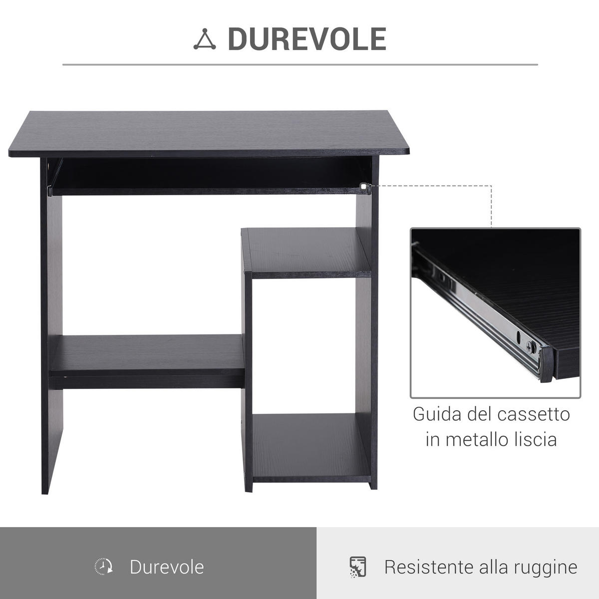 BÜROTISCH Schwarz 1 Stück - Schwarz, Holzwerkstoff (45/80/75cm) - GiPP