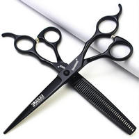 HAARSCHERE Set 7 Zoll Schwarz Edelstahl 2-teiliges Set - Schwarz, Metall (5/1/17.8cm)