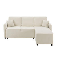 ECKSOFA 187.5/144/85.5 cm Hellbeige Chenille mit 2 Kissen - Beige, Holz/Textil (187.5/144cm) - Oxeza