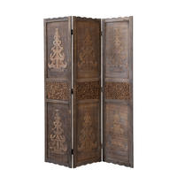 PARAVENT 3-tlg. 120/170 cm Braun Holzverzierung - Braun, Holz (120/170/2cm) - Homestyle4u