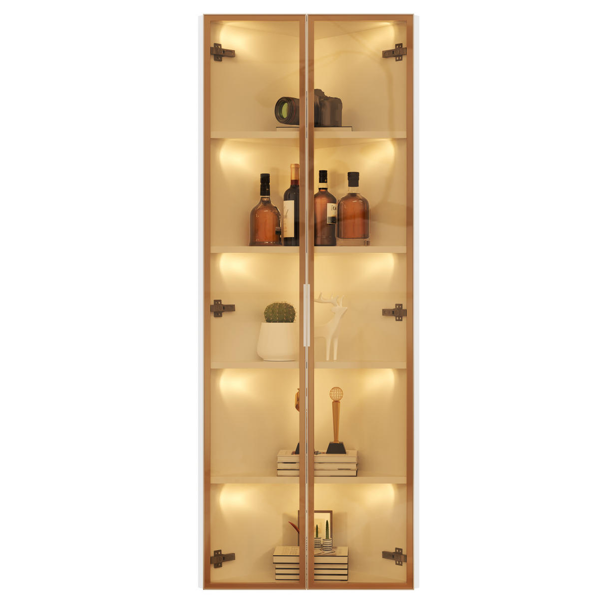 VITRINE 62/35/160 cm aus MDF und Sicherheitsglas mit LED-Beleuchtung Weiß - Weiß, Holzwerkstoff (62/160/35cm) - Modenvie