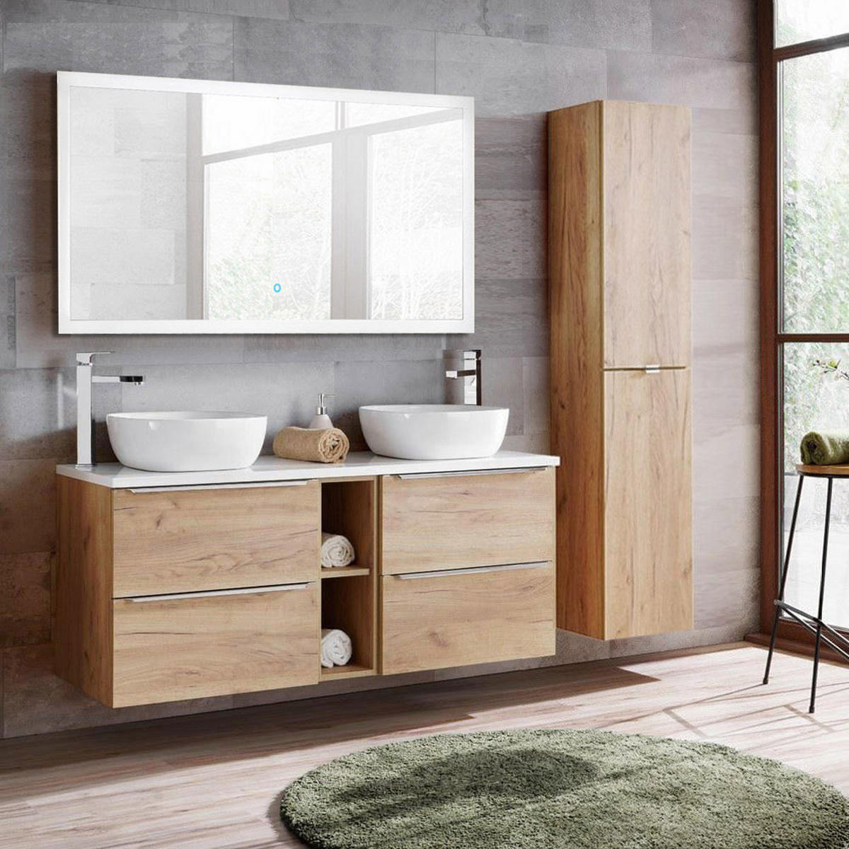 BADMÖBEL-SET 3-TLG. Toskana-56 - Braun, Holzwerkstoff (250/190/46cm) - Lomado