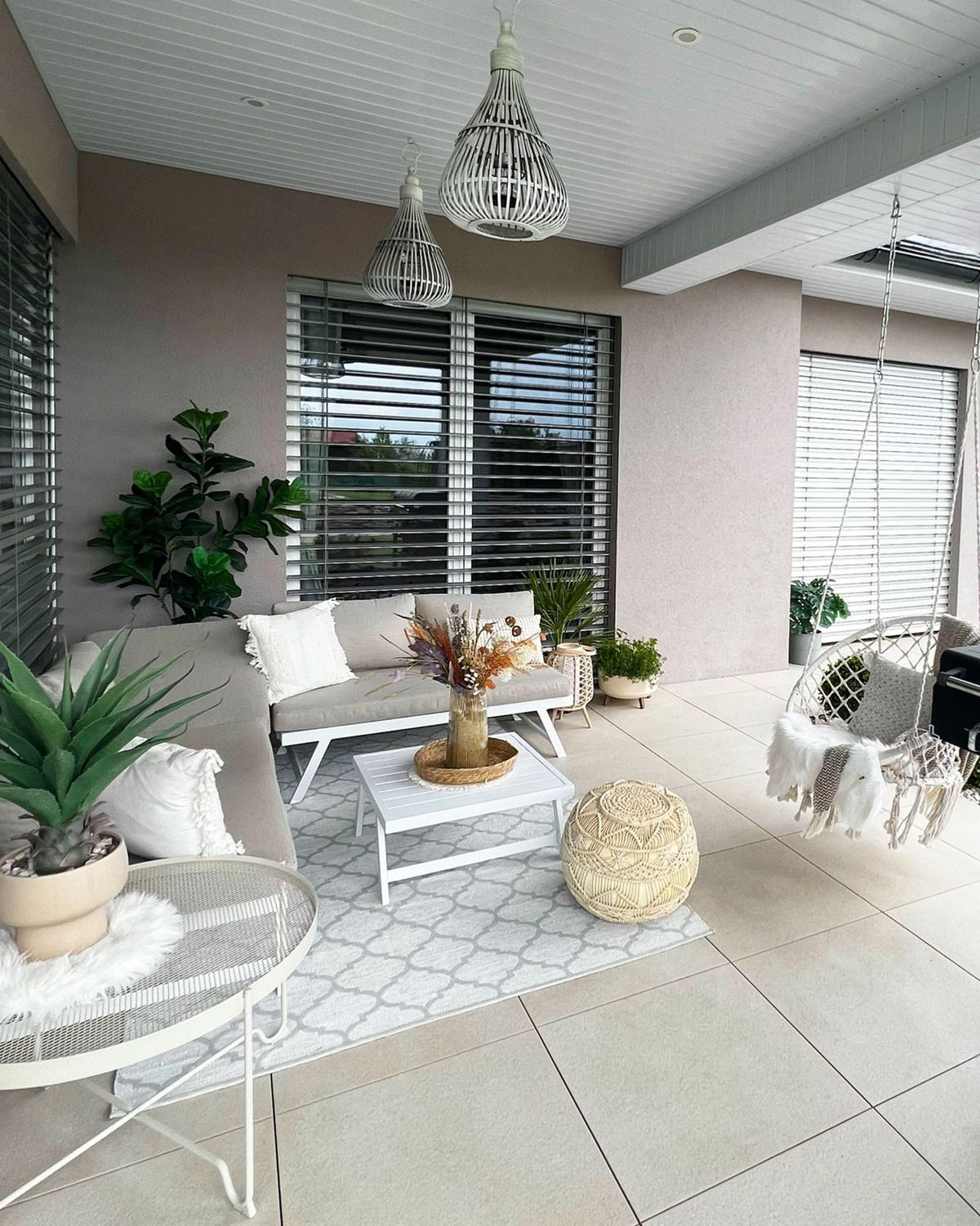 LOUNGE SET 5-Sitzer modular weiß Auflagen taupe Coccorino - Taupe/Weiß, Metall - Beliani